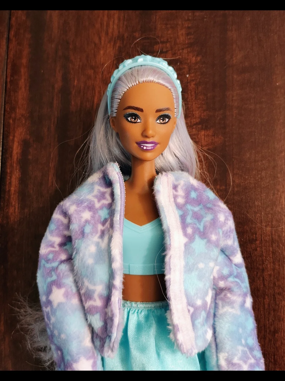Barbie Lavender & Aqua Fashion Doll with Plush Outfit and Accessories